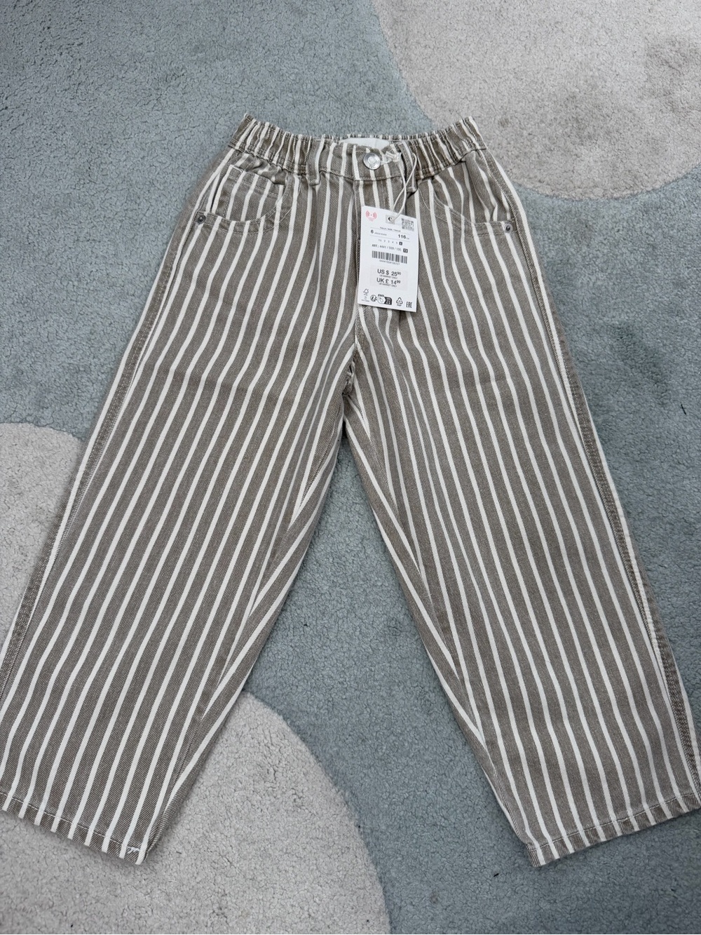 Zara Toddler 6T Striped Denim Pants NWT